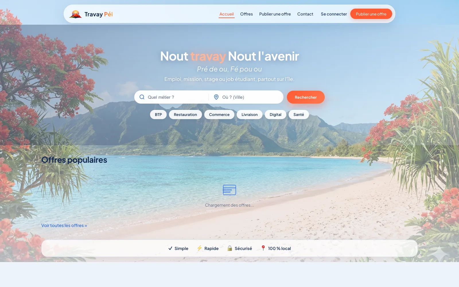 Aperçu du site travaypei.re — Travay Péi, emploi à La Réunion